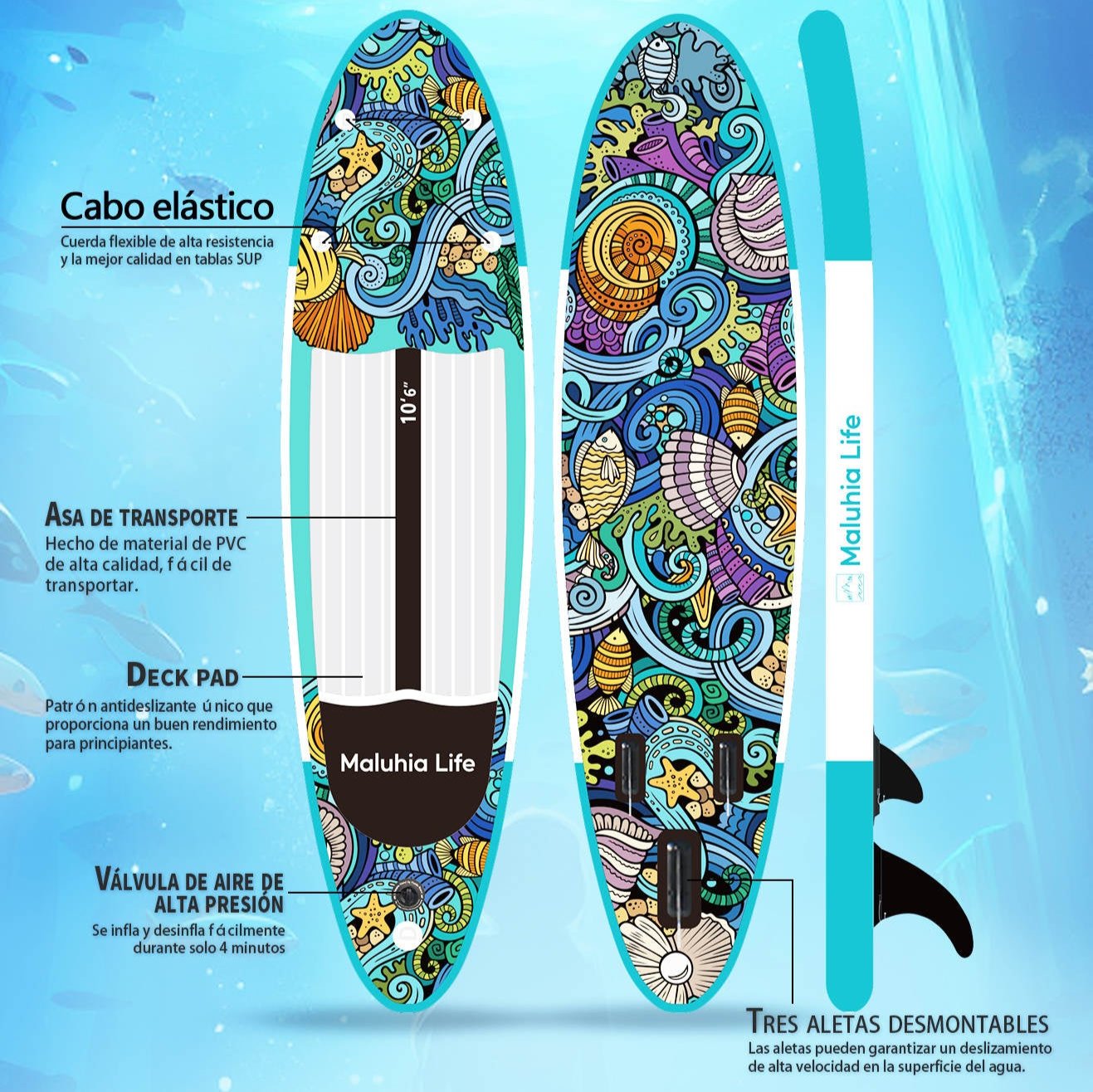 Ocean - Tabla de Paddle Surf Hinchable 10´6